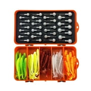 Tanglewen® Fishing Lures Tackle Kit \u0026 Double Opening Box Including 50 Soft Plastic Worms,36 Lead Hooks,Saltwater \u0026 Freshwater Gear Kit(F),Fishing Tackle Box,Fishing Gear,Fishing Lure Kit